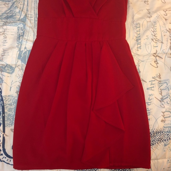 Short Red Ruffled Dress - Picture 3 of 4